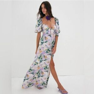 green maxi dress floral Green Sleeveless Hand Embellished Floral Maxi Dress
